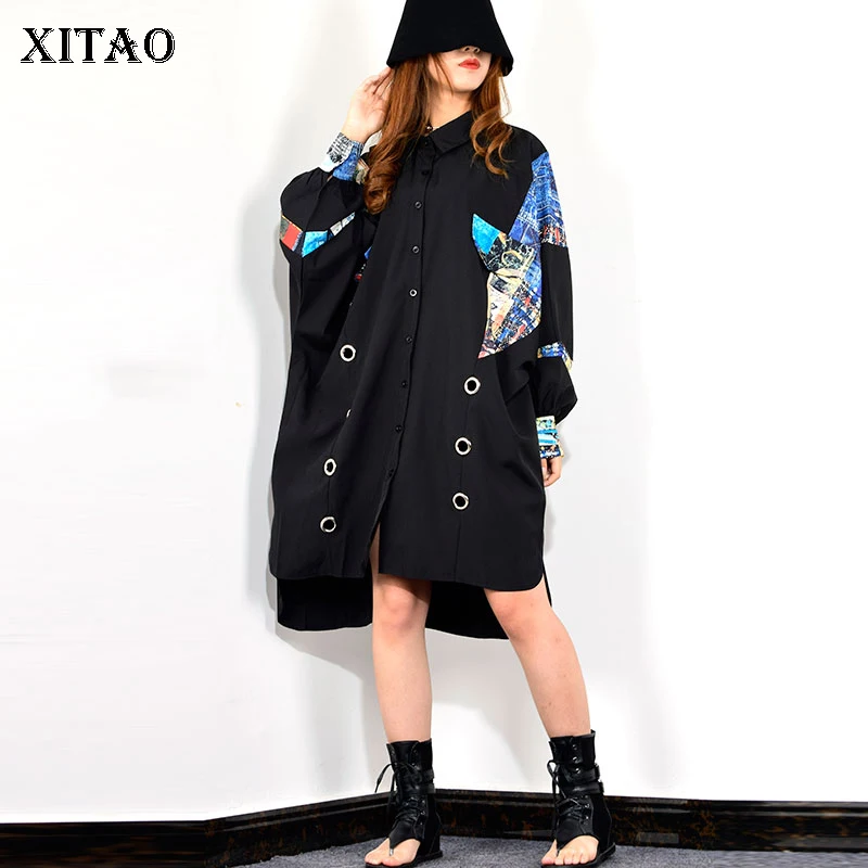 Женская однобортная рубашка XITAO Повседневная Свободная блузка с отложным