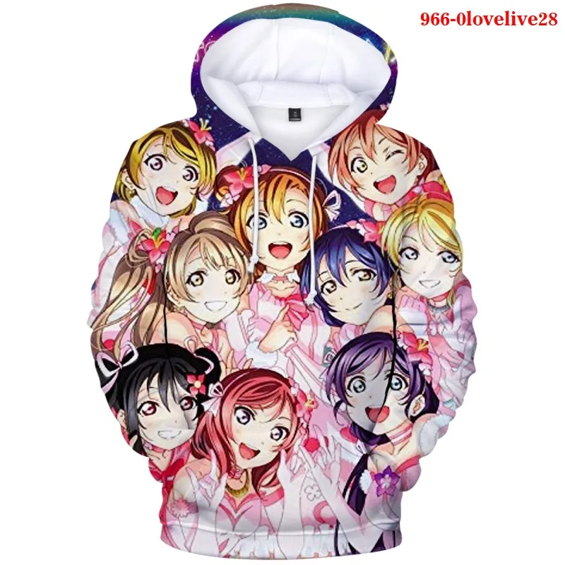 Толстовки Японский пуловер Толстовка костюмы Lovelive 3d-Printing уличная Женская Теплая