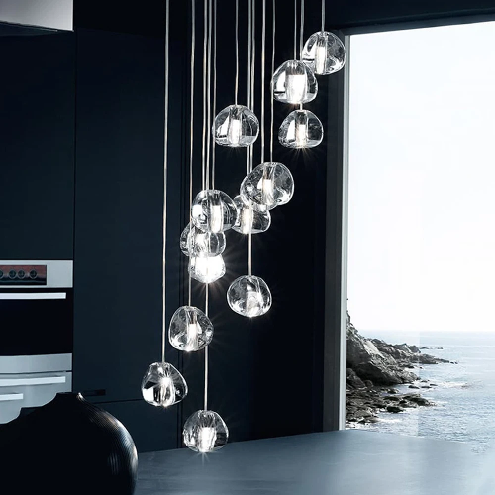 Хрустальные люстры освещение Лофт Подвесная лампа лестница современная