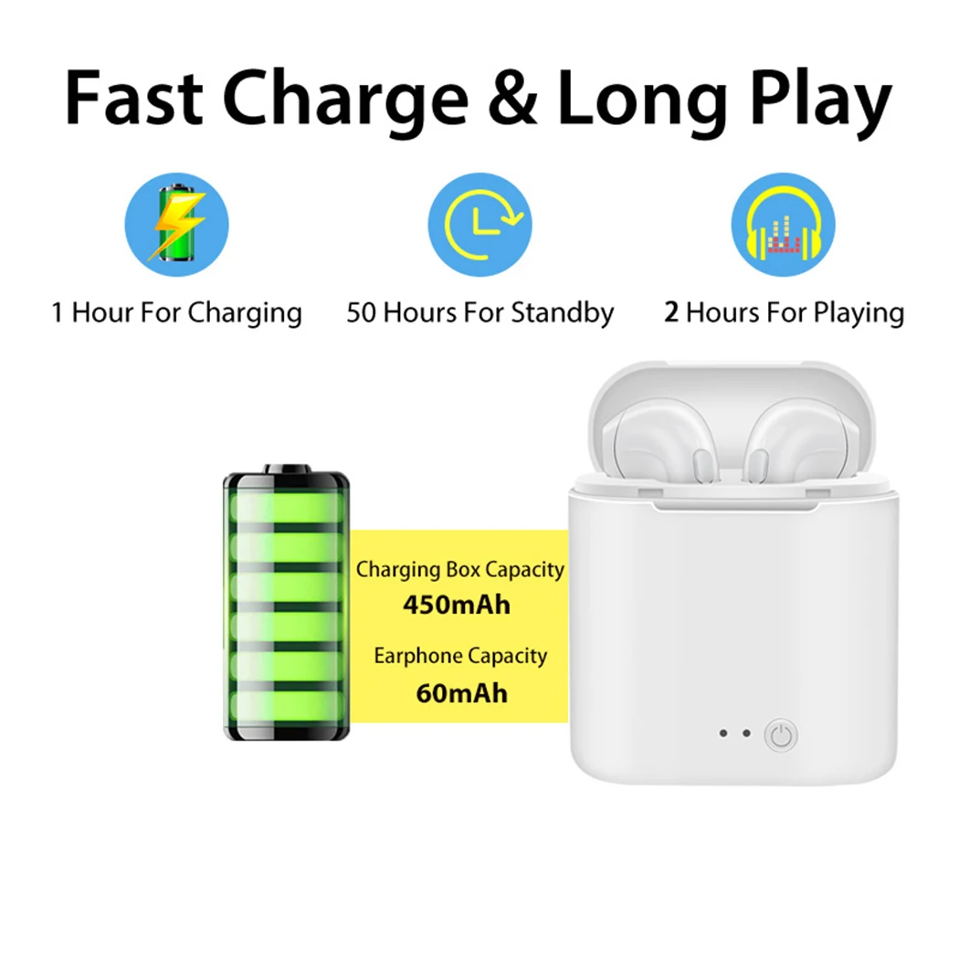 Беспроводные спортивные Bluetooth наушники TWS с зарядным устройством для