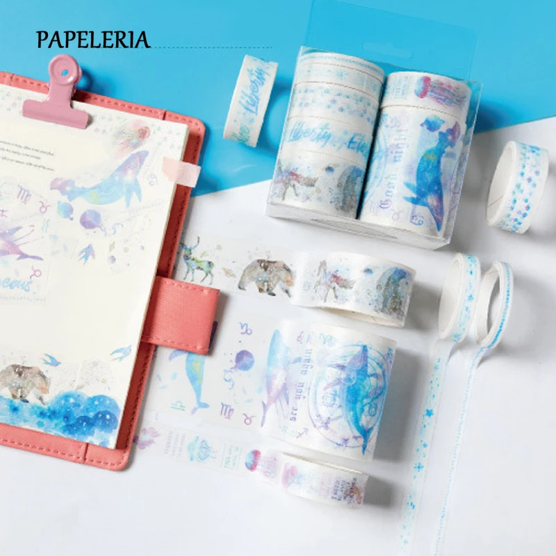 

PAPELERIA 7pcs/set Kawaii Japanese Basis Washi Tape DIY Journal Masking Tape Scrapbooking Decoration Stickers Stationery Supply