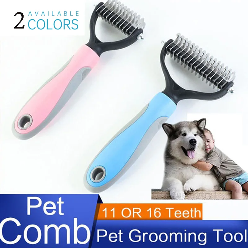 

Pets Fur Knot Cutter Dog Grooming Shedding Tools Pet Cat Hair Removal Comb Brush Double Sided Pet Products Comb for Cats