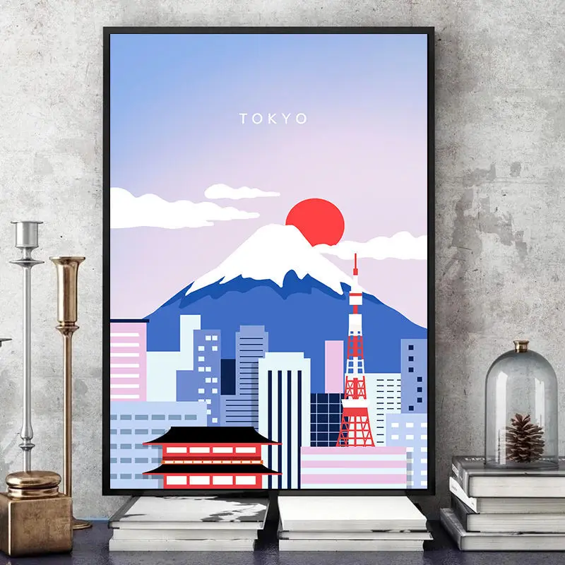 Мультяшный знаменитый городской пейзаж постер для путешествий и печать Рим