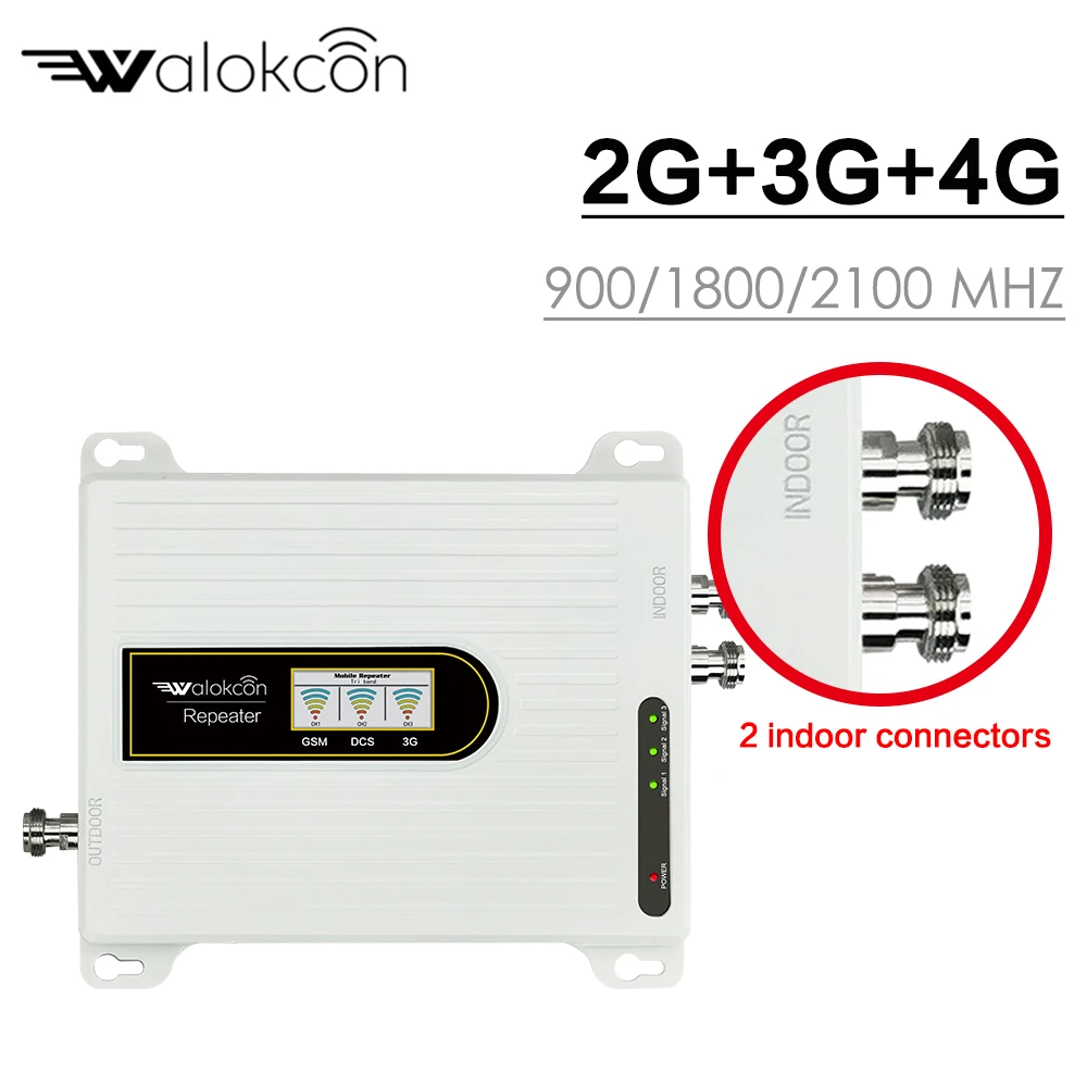 2020 Новый 900 + 1800 2100 трехполосный Репитер сигнала GSM DCS WCDMA с 2 комнатными