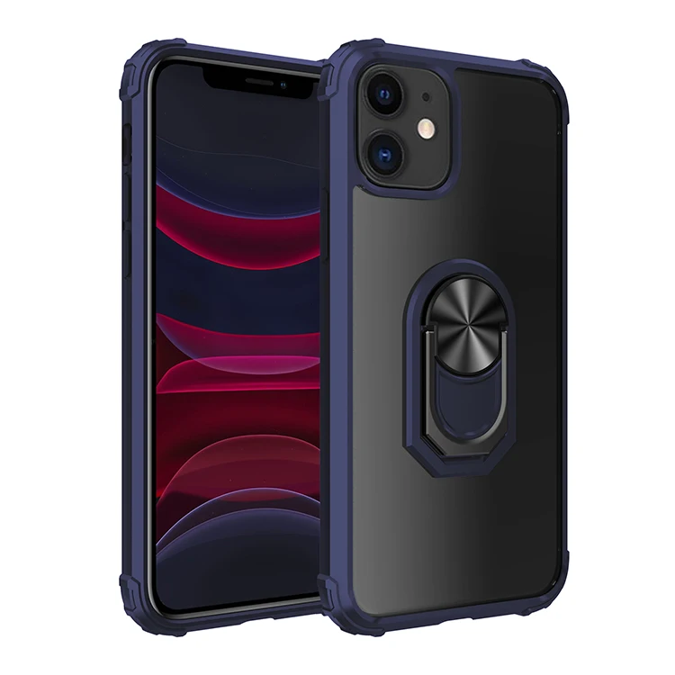Для iPhone 11 Pro Max чехол PC+ кольцо из ТПУ магнетизм держатель четыре угла анти-падение прозрачный защитный чехол s для iPhone 11 Мода Coqu - Цвет: Blue