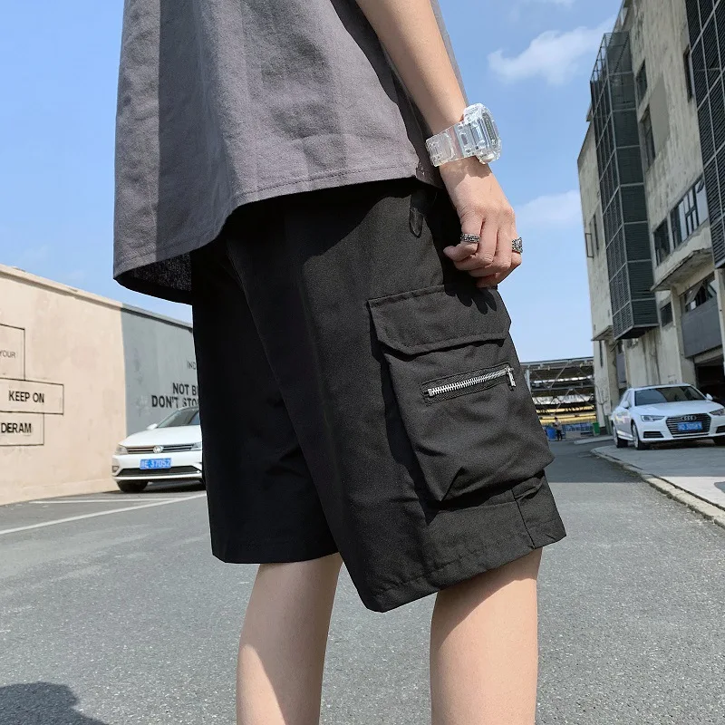 Шорты-карго мужские на молнии повседневные брюки уличная одежда в стиле