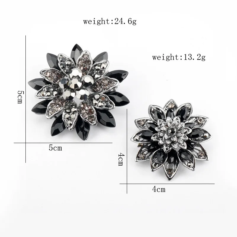 Винтажное ожерелье с черной Далией подвеской из медного сплава цветком и