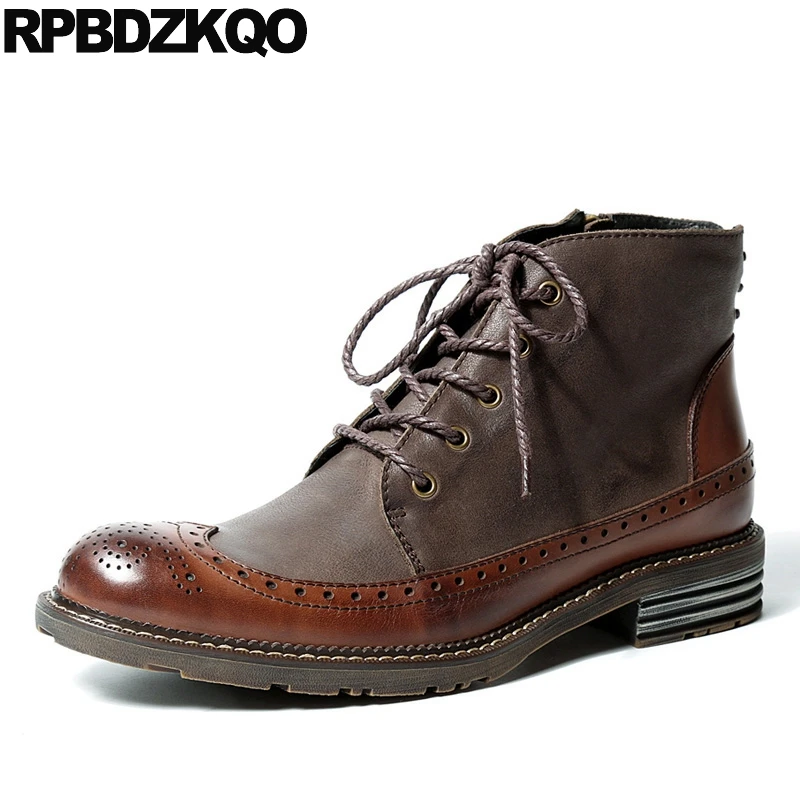 Обувь с перфорацией типа броги натуральным лицевым покрытием Мужские зимние