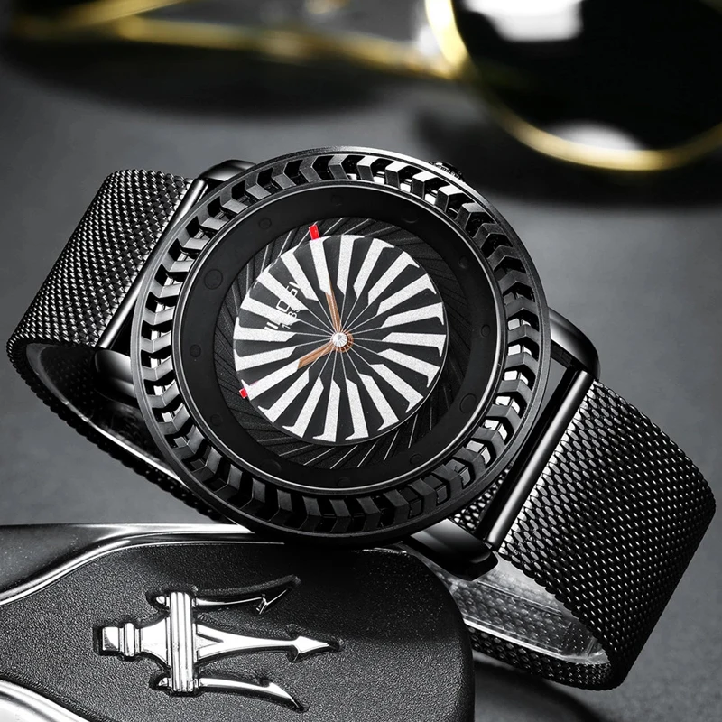 

NIBOSI Luxury Brand Sports Wristwatch Men's Stainless Steel Mesh Strap Black Quartz Watch Waterproof Men Watch Relogio Masculino
