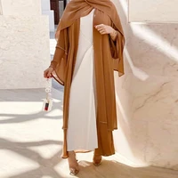 new islamic muslim dress cardigan solid color diamond studded ramadan robe casual long sleeved ethnic turkish dubai prayer dress