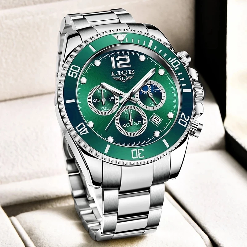 

2021 LIGE Mens Quartz Wristwatch Top Brand Luxury Fashion Diver Men Watch Waterproof Date Clocks Sport Watches Relogio Masculino
