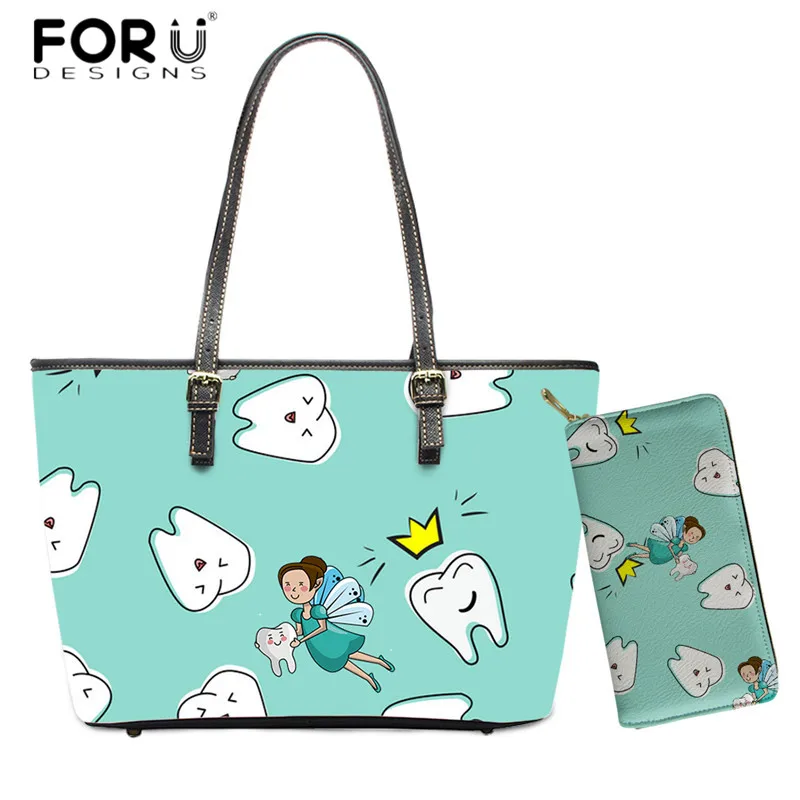 Новые модные сумки на плечо FORUDESIGNS мятно зеленого цвета с узором Феи дантиста