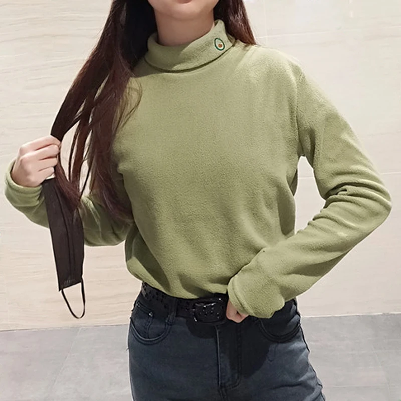 4 цвета женский свитер вышивка водолазка кавайный пуловер осенняя одежда Корея