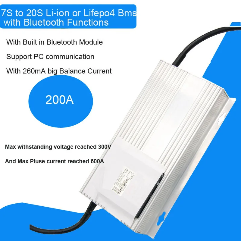 7S 8S 10S 12S 13S 14S 15S 16S 17s 18s 20S 24V 36V 48V 60V 72V smart Bluetooth BMS с постоянной зарядкой 200A и