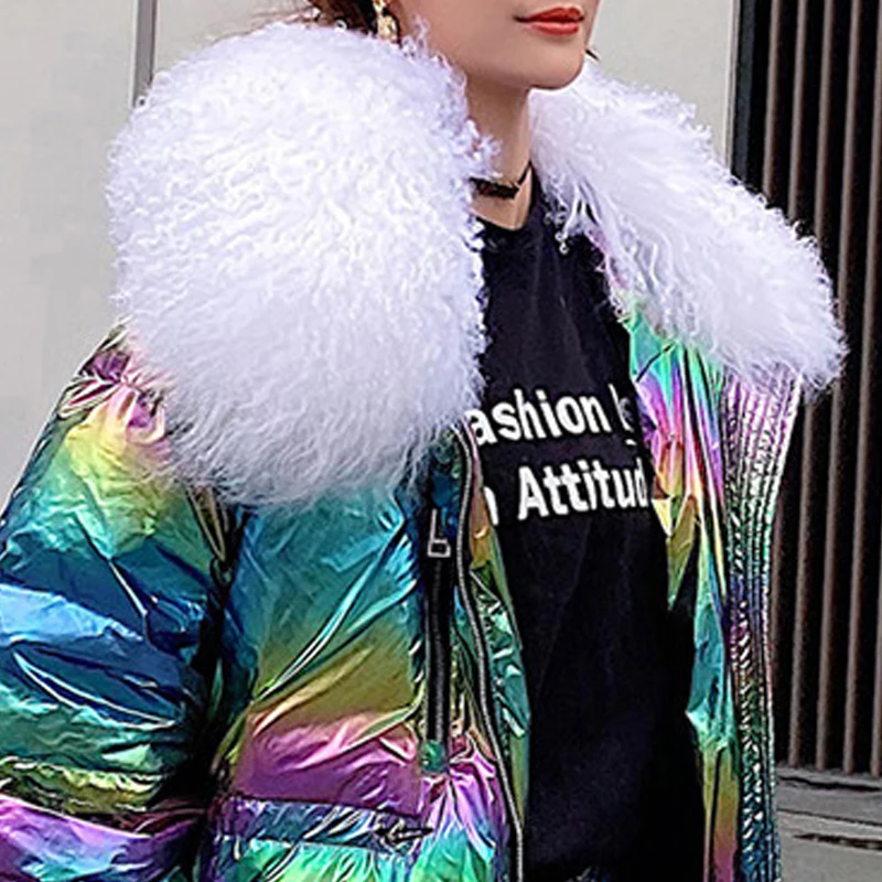 Women Real Fur Collar Fashion Long White Duck Down Jacket Female Slim Zipper Coat Windproof  Waterproof Big Size enlarge