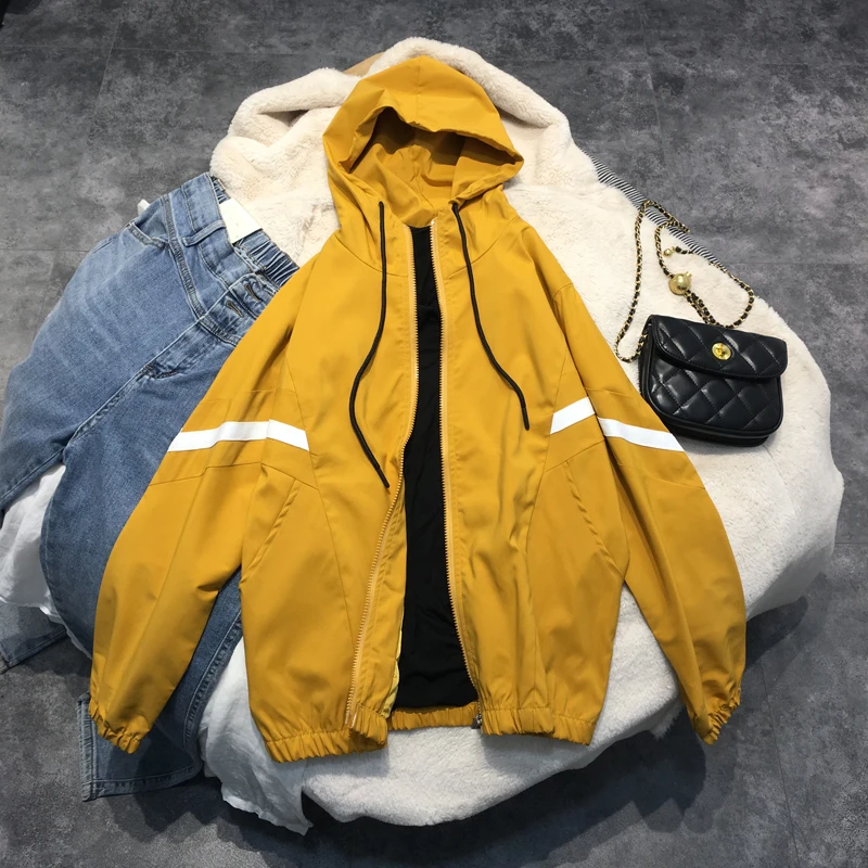 

4XL большой размер Женская весенне-осенняя модная женская куртка-бомбер женская куртка с карманами на молнии с капюшоном верхняя одежда своб...