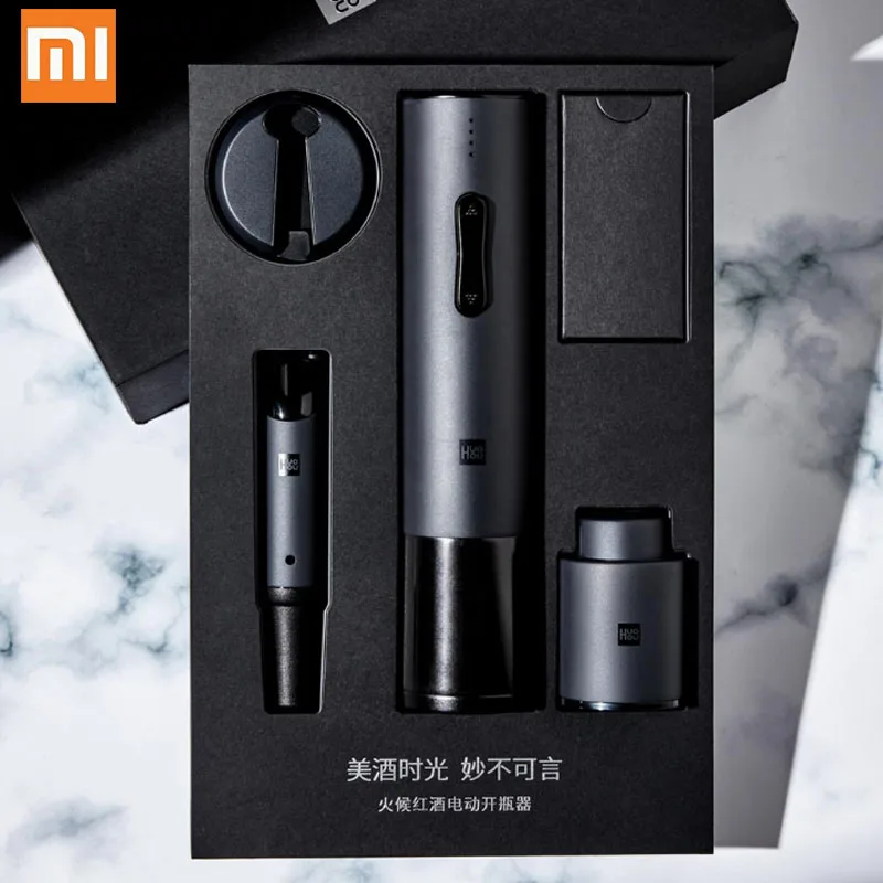 

Xiaomi Huohou Automatic Wine Bottle Opener Kit Electric Corkscrew With Foil Cutter Wine Decanter Pourer Aerator For Family Gifts