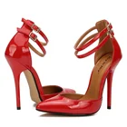 Женские туфли-лодочки на очень высоком каблуке, с острым носком, с ремешком на щиколотке, размеры 44, 45, 46, размера плюс