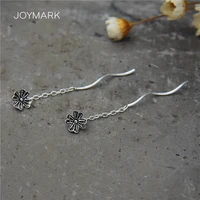 925 sterling silver long ear line earrings flower thai silver earrings for women genuine sterling silver fashion jewelry tse492