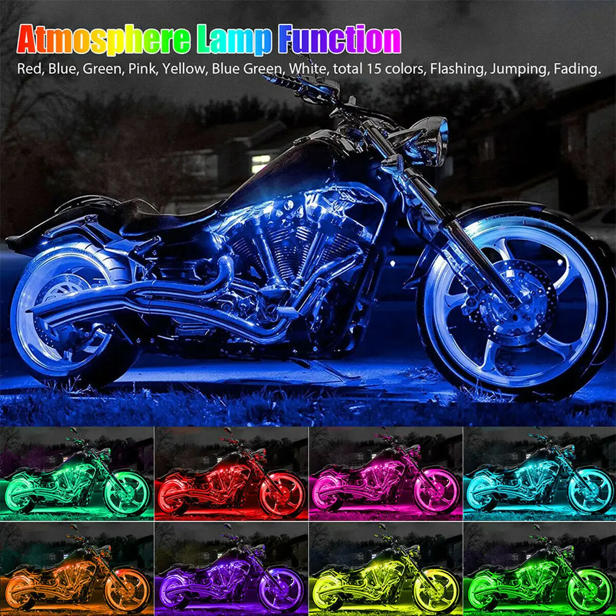 

High Quality 6pcs Motorcycle Led Lights With Remote Control Wireless 18 Color Neon Lighting Strips Set Motorcycle Supplies