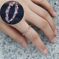 ring sapphire wedding size 6 10 charm women ring white filled rose gold color