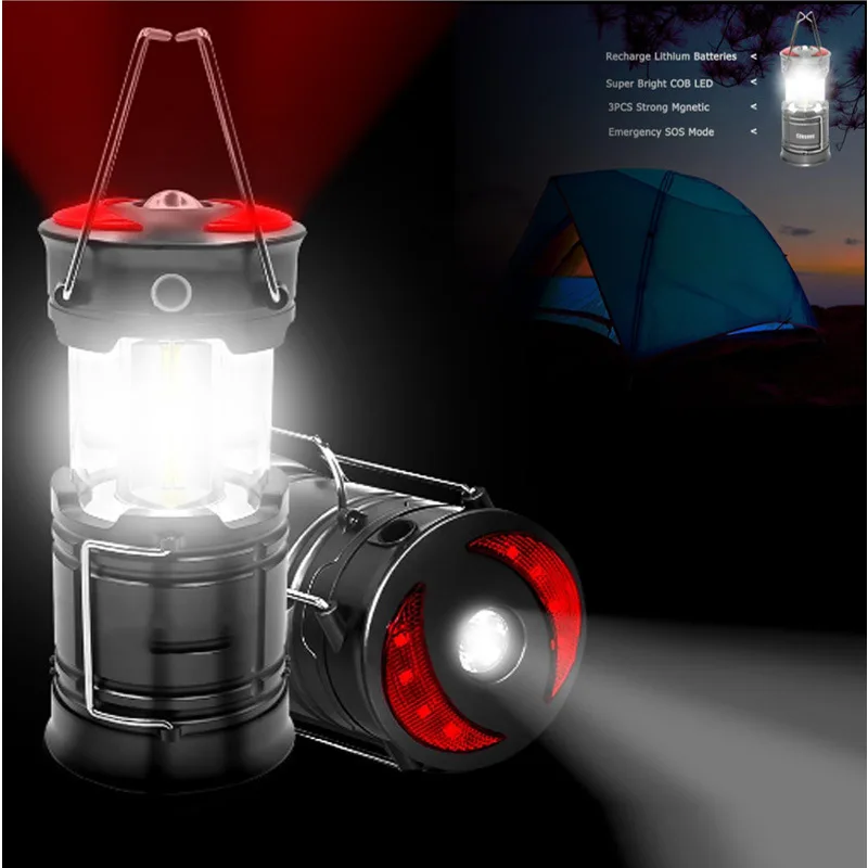 

COB Portable Lantern Camping Lamp Rechargeable Collapsible Outdoor Multifunctional Camping Light lighting LED searchlight