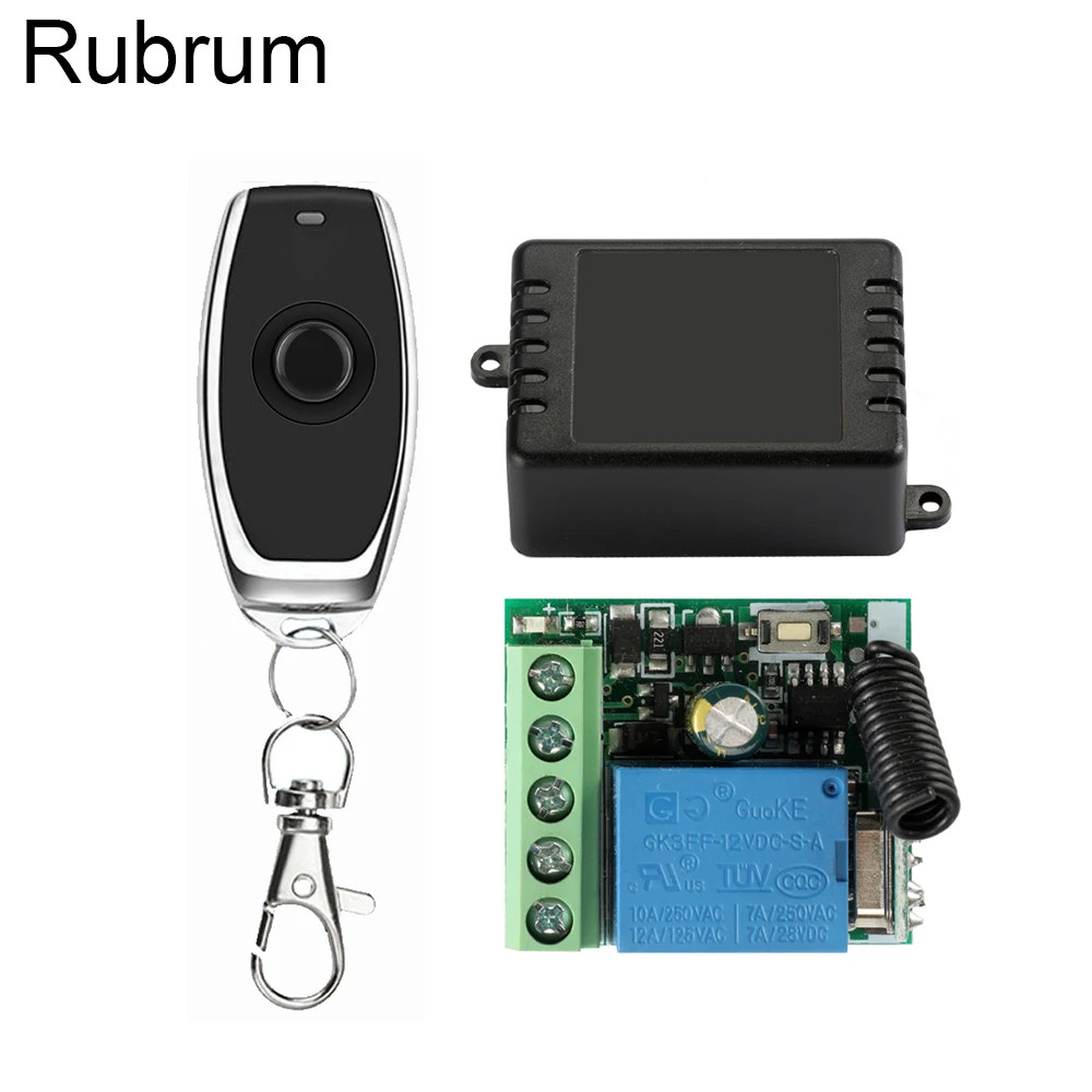 Rubrum 433Mhz Universal Wireless Remote Control Switch DC 12V 1CH Relay Receiver Module + RF Transmitter 433 Mhz Remote Control