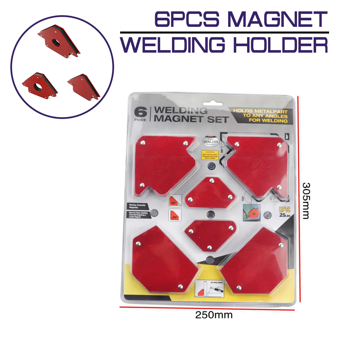

6pcs Magnet Welding Holder Arrow Multi-angle Magnetic Clamp for Welding Magnet 2x 50lbs 2x 25lbs 2x 75lbs Mig Tools