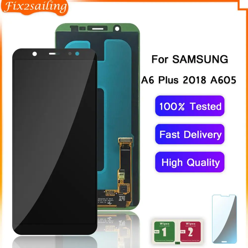 100% протестированный AMOLED ЖК дисплей для Samsung A6 Plus 2018 A605 сенсорный экран дигитайзер