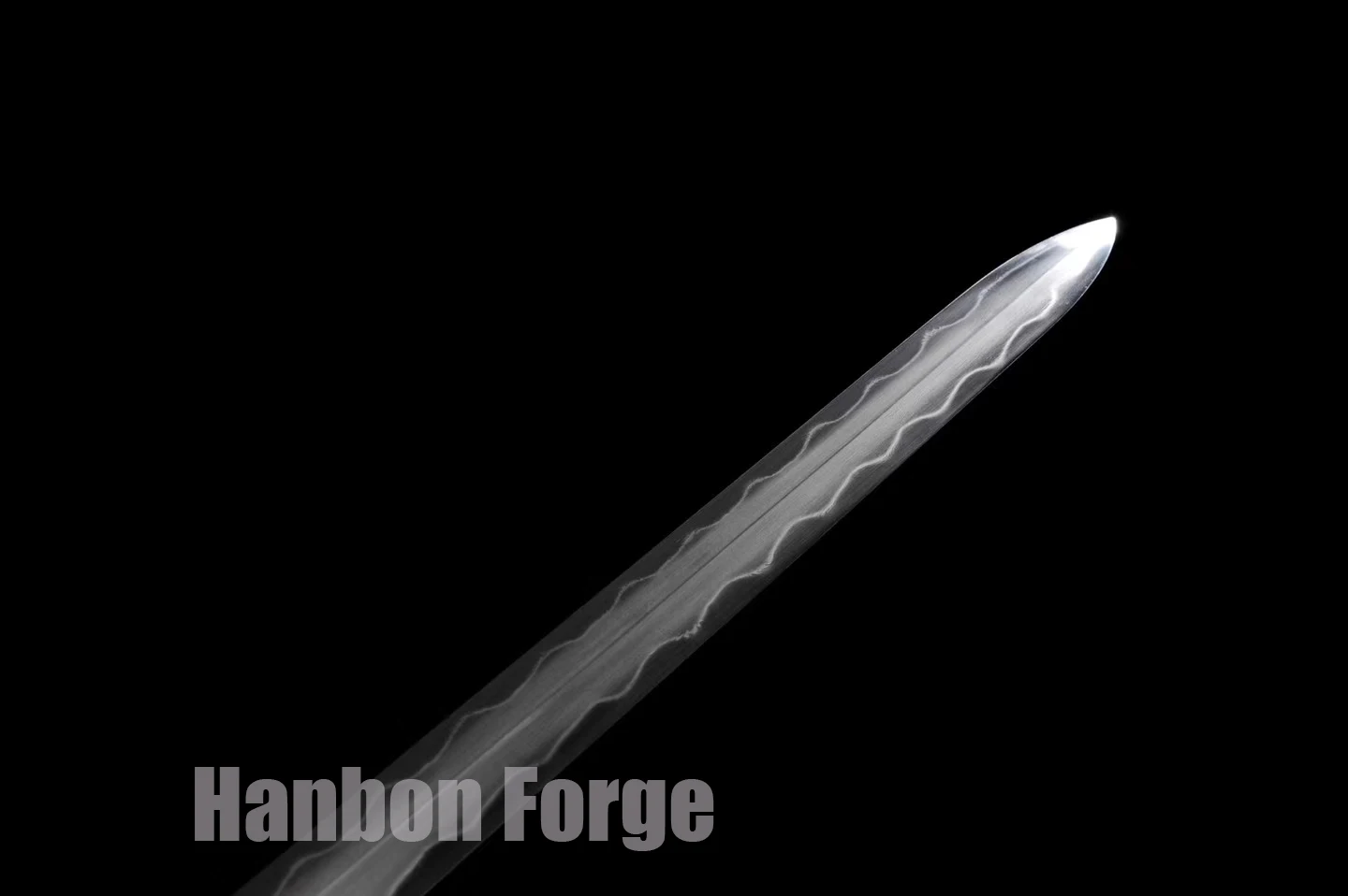 

Chinese Sword "Qing Jian" Folded Pattern Steel Blade Ebony Sheath Real Hamon