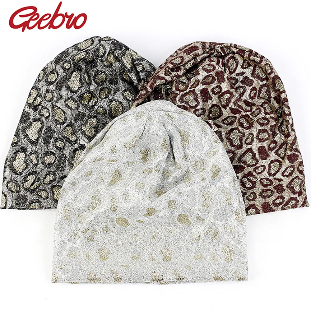 Geebro Взрослый Пуловер Кепки большой леопард вязаная шапка с узором шляпа Кепка