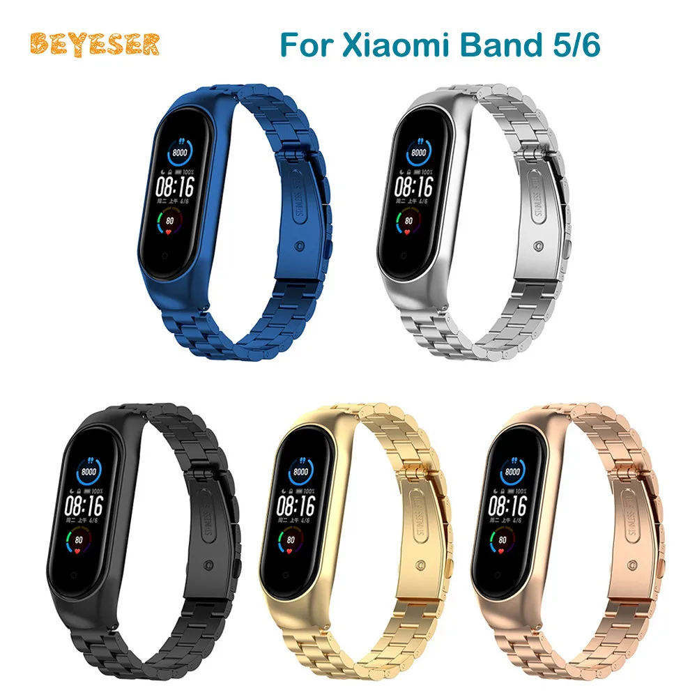 

Fashion Stainless Steel Watchband For Xiaomi MI Band 5/6 Smart Watch Wristband Luxury Strap Replacement Bracelet Accessories