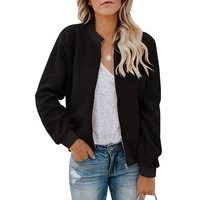 women fleece jacket autumn faux fur coat fuzzy long sleeve casual zipper up plush bomber coat