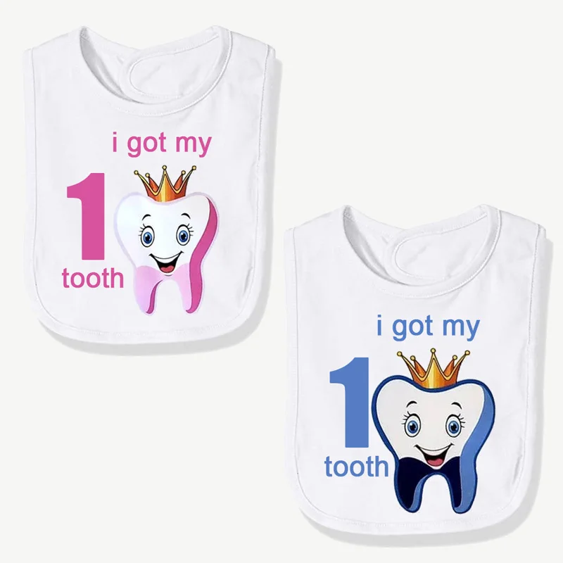 

Boy or girl I got My First Tooth bib baby shower Gender reveal gift present 1st Tooth Announcement Birthday Party Photo props