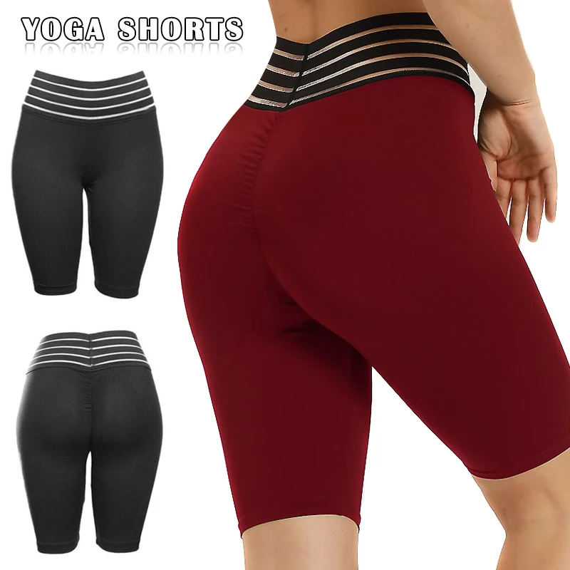 

Sexy Solid color Pattern Yoga Shorts Women Push Up Running Gym Bottoms Tights Breathable Slim Fitness Workout Sport Short