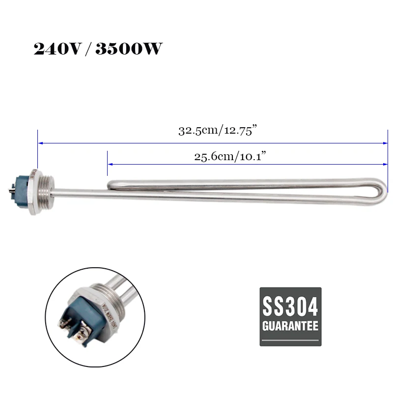 2 &quotTC(64mmOD) 3500 Вт складной нагревательный элемент 240 В (32 5 см) Нержавеющая сталь 304