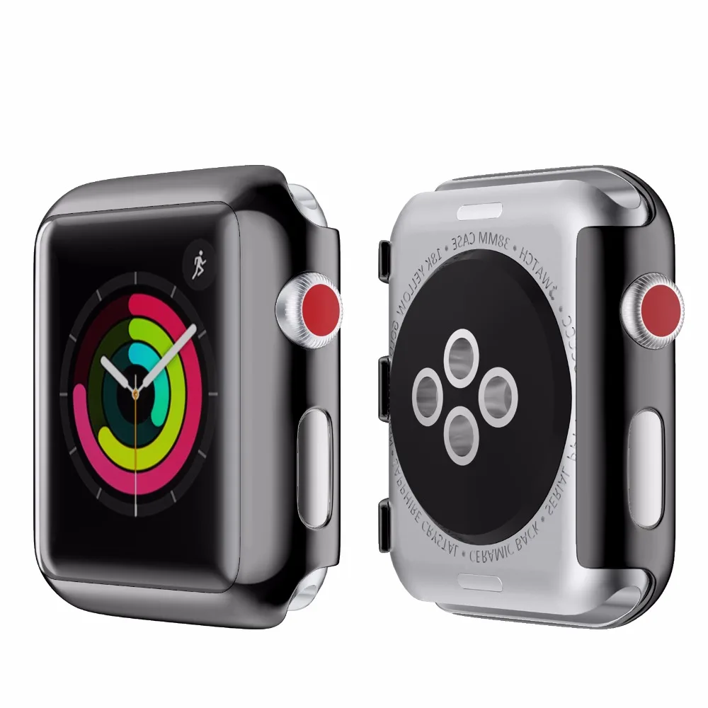 Чехол из поликарбоната для Apple Watch 4, 3 ремешка, защитная лента для экрана 42 мм, 44 мм, 38 мм, 40 мм, защитная пленка 44