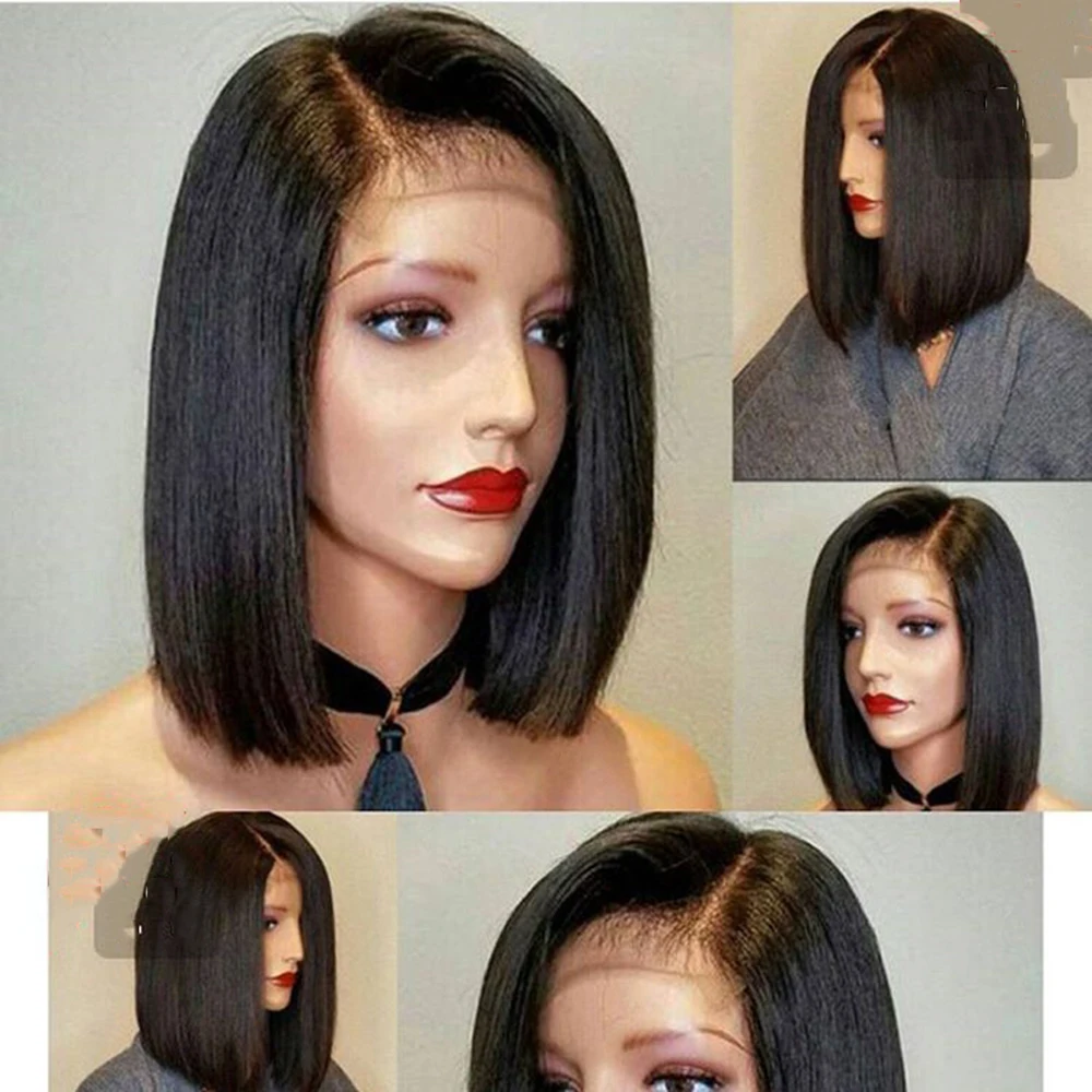 DLME короткий парик Боб для черных женщин термостойкие волосы черный