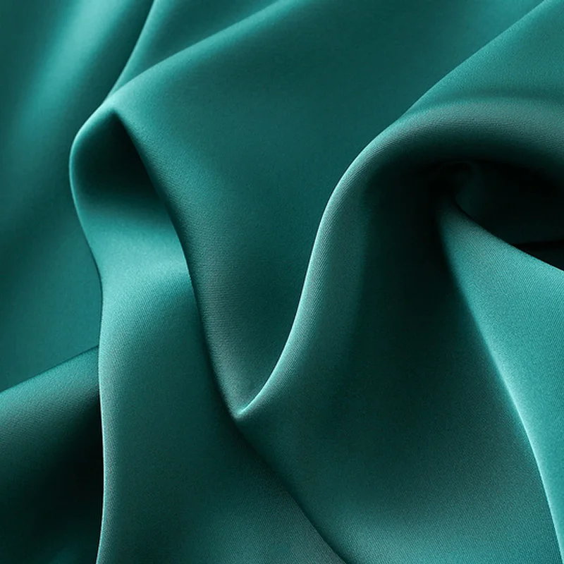 

Elegant Satin Soft A-line Long Skirts Zipper Slim Flared Calf Long Metallic Skirts Blue Ivory