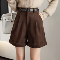 retro high waist wide leg women shorts 2021 new autumn winter corduroy casual female shorts boyfriend style woman shorts