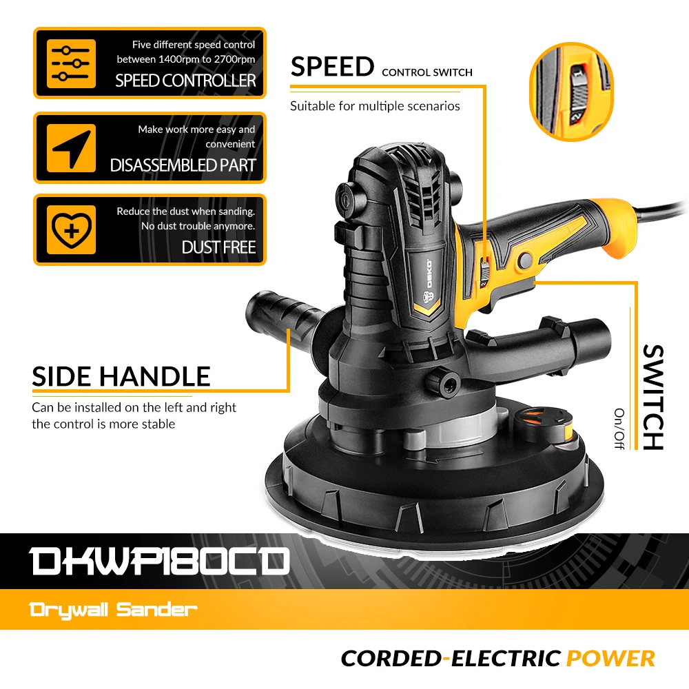 Шлифовальная машина DEKO DKWP180CDLD/DKWP180CD 900 Вт портативная шлифовальная для