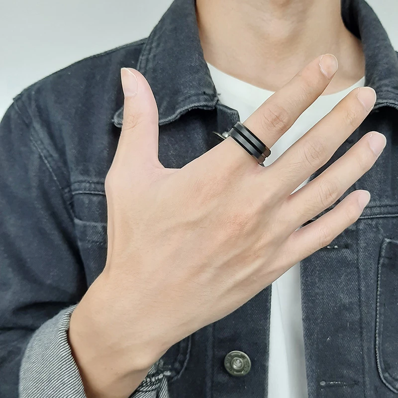 

8MM Men Black Tungsten Carbide Ring Wholesale Black Groove Beveled Edge Ring Celtic Dragon Carbon Fibre Ring Men Wedding Band