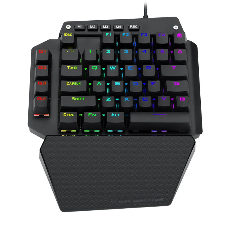 Механическая игровая клавиатура с одной рукой RGB светодиодной подсветкой синие