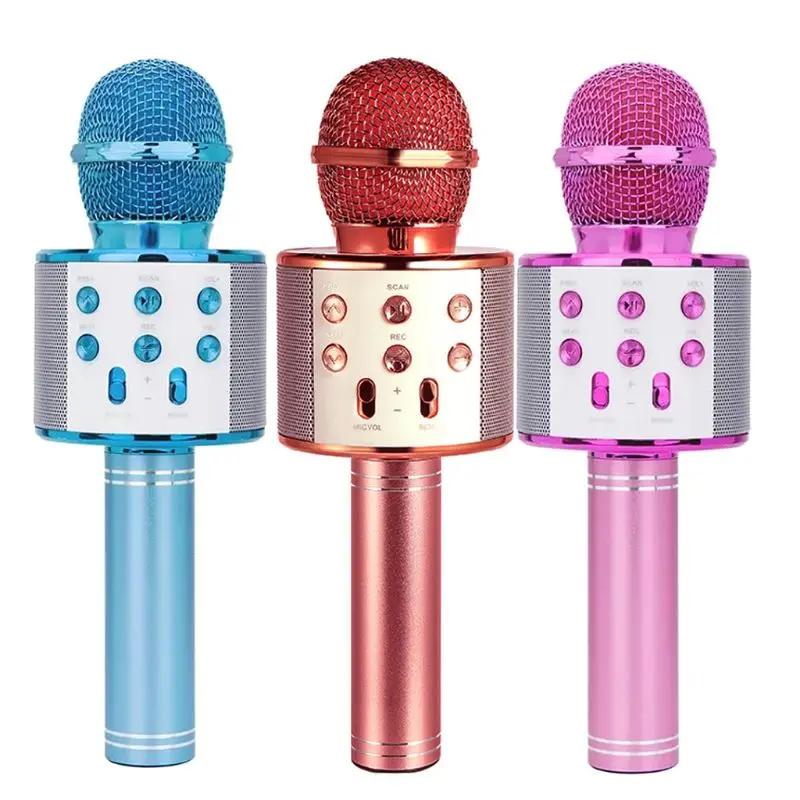 

WS-858 Wireless Bluetooth Karaoke Condenser Microphone Speaker Player Mini Home KTV Music Playing Singing