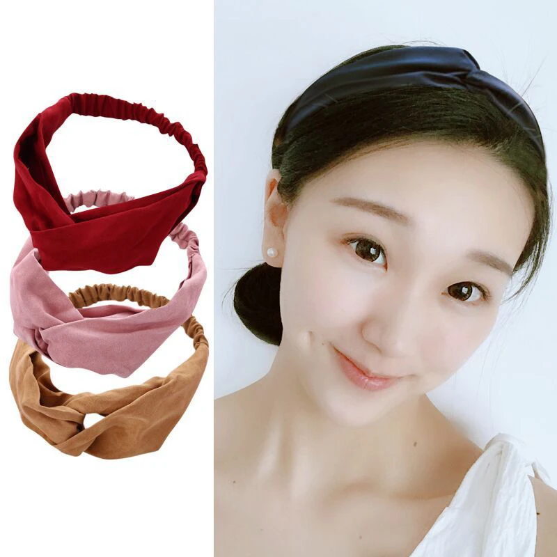 

2022 Fashion Solid Color Headband For Women Twist Style Hair Band Hair Accessories Korean Retro Elastic Headband Suede Headband