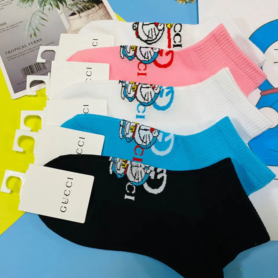 

Doraemon Cartoon Jingle Cat Pure Cotton Socks Female Pure Cotton Letter Jacquard Spring and Summer Fashion Mesh Design Socks