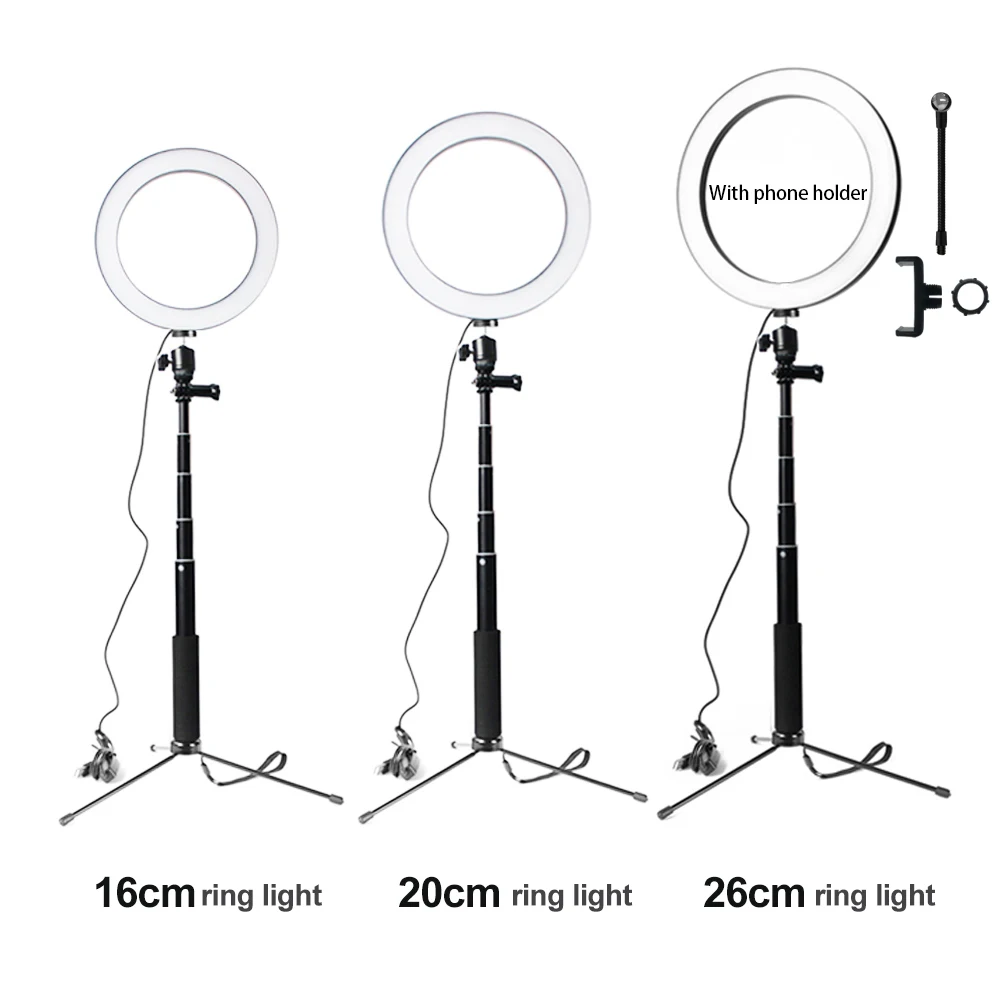 8 'ཆ'' светодиодная кольцевая лампа с регулируемой яркостью для телефона