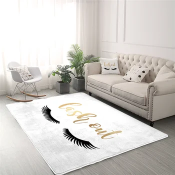 BlessLiving Eyelash Large Carpet For Living Room Gold Black Cute Eyes Center Rug Funny Bedroom Carpet for Fashion Girls Alfombra 2