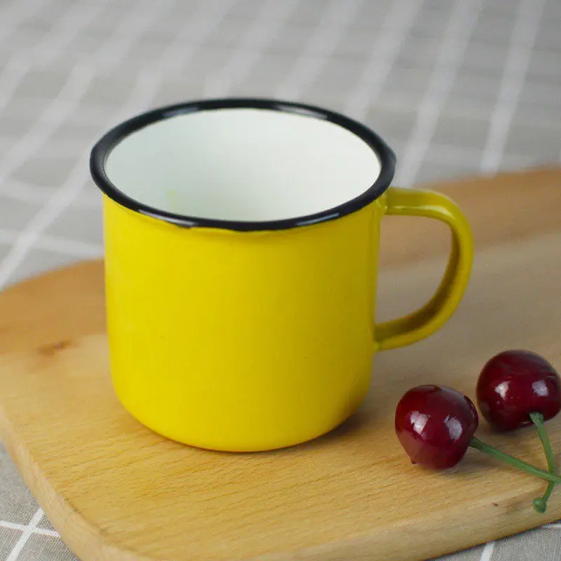 Новая посуда для напитков молочная чашка кружки эмаль чай кофе сплошной цвет
