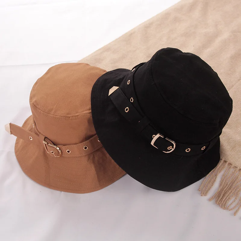 

Женская хлопковая Панама в Корейском стиле, Повседневная модная Праздничная Панама с поясом, шляпа-Панама от солнца, Осень-зима